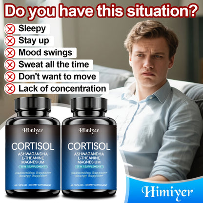 Rhodiola Ashwagandha Stress Relief Capsules with L-Theanine & Magnesium – Cortisol Balance, Deep Sleep & Mood Support Supplement for Women & Men | 1 or 3 Pack