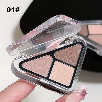 Eyeshadow Palette Mini 3-Color Matte & Shimmer Eye Shadow Kit Compact Travel-Friendly with Makeup Brush for Everyday & Touch-Up Women Makeup Gift