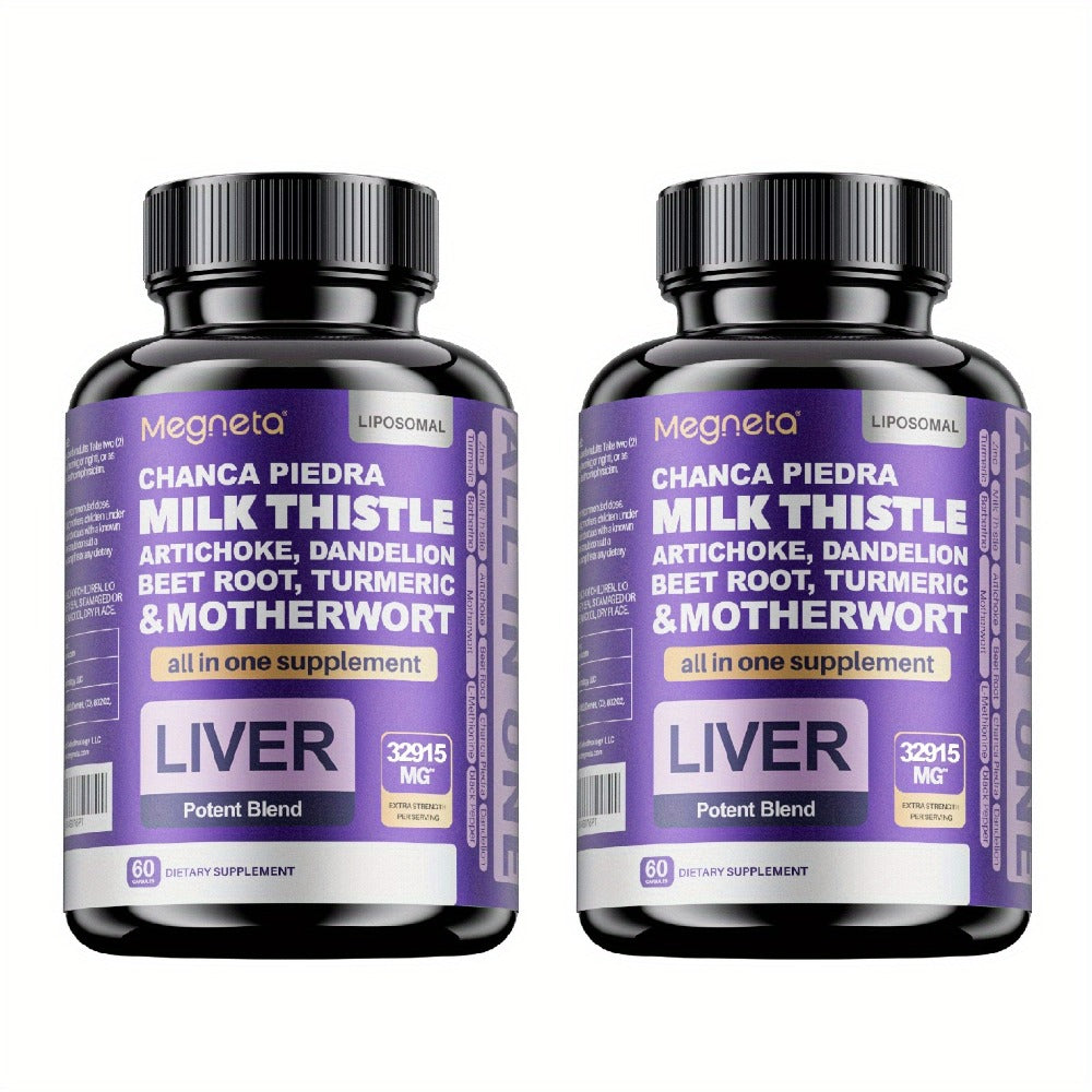 Megenta Liver Wellness | 24, 000MG of Milk Thistle, Turmeric, And Dandelion Root | Herbal Components for | 60 Capsules, 30 Servings