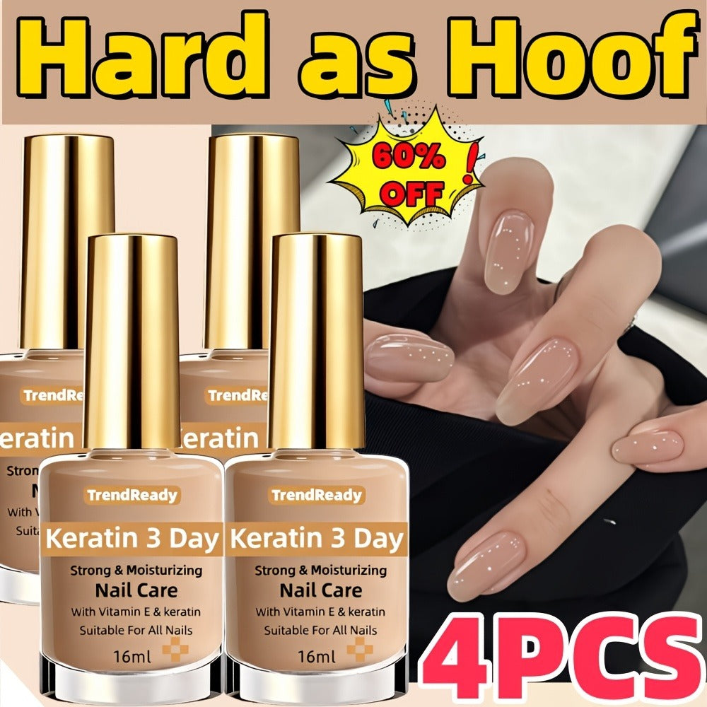 Nail Strengthener for Weak Splitting & Breaking Nails | 4-in-1 Keratin Protein Hardener Fast Dry Nail Care Oil | Alcohol-Free Formula for Instant & 3-Day Repair | Manicure Treatment 2pcs & 4pcs