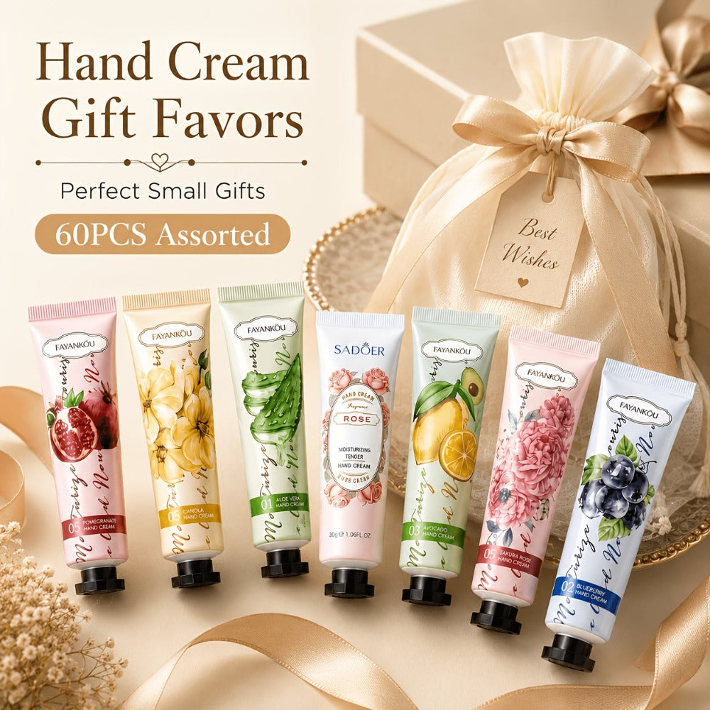 60 Pack Hand Cream Bulk Gifts, Graduation Gifts Teacher Gifts, Appreciation Gifts for Coworkers, Natural Plant Shea Butter Hand Cream for Dry Cracked Hands, Travel Size Hand Lotion Small Gifts for Women, Random Style