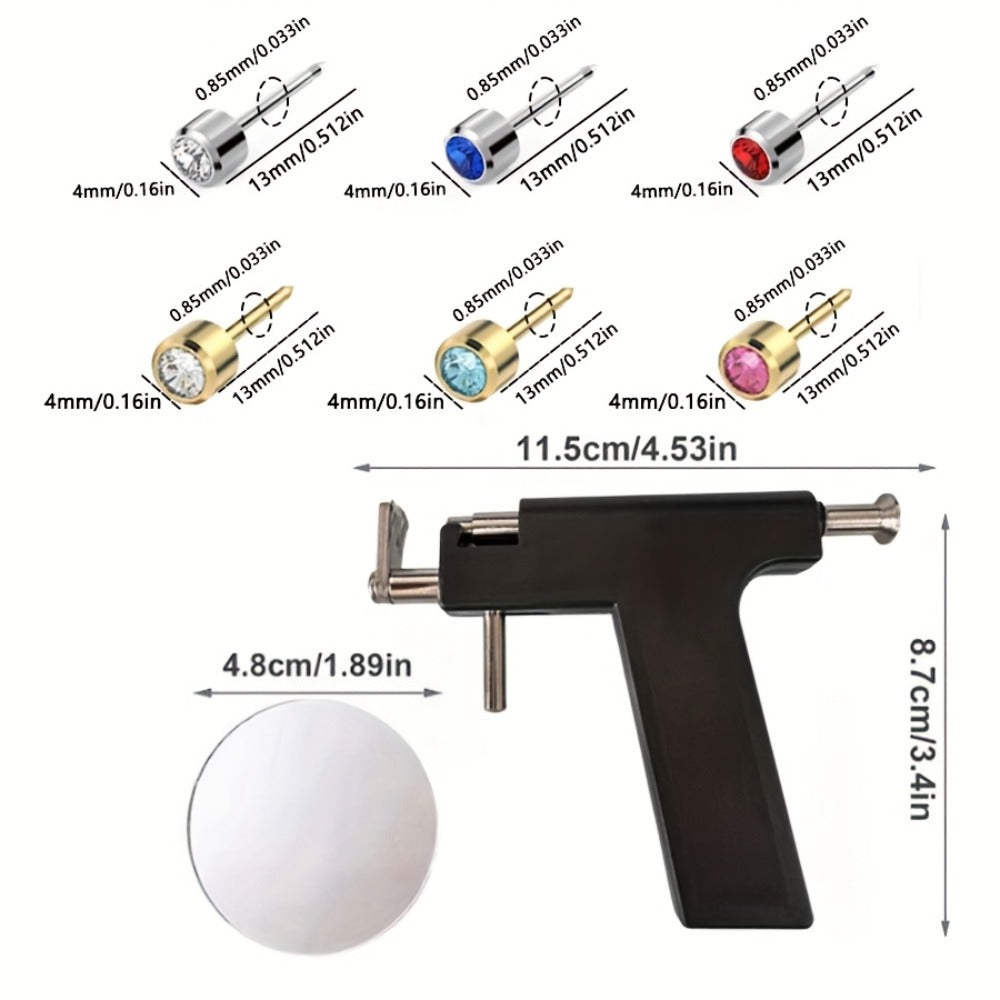 37pcs Professional Ear Piercing Gun Set, Including 24 Stainless Steel Earrings, 12 Crown Earrings, And Safe Ear Hole Gun Tools, To Create Your Exclusive Ear Jewelry Area And Unlock The Wearing Of Earrings.