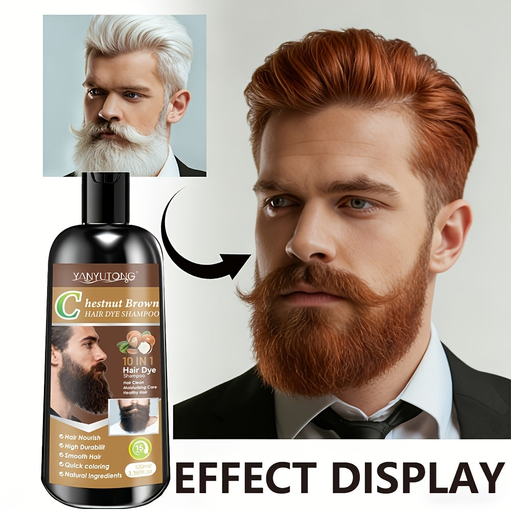Shampoo for Beard And Hair Coloring | Made with Natural Plant Dyes, Soft on The Scalp, Quick Gray Coverage - Available in 3 Shades (Black, Dark Brown, Chestnut Brown) | Perfect Present for Halloween, Christmas, And Valentine'S Day