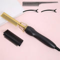 Hot Comb Hair Straightener, 2in 1 Ceramic Comb Safe Portable Curling Iron Heated Brush, Fake Electricity Heated Comb, Beard, Portable Anti-burn Curling Ceramic Straightening Pressing Comb, Suitable for Home and Travel, Holiday Gift