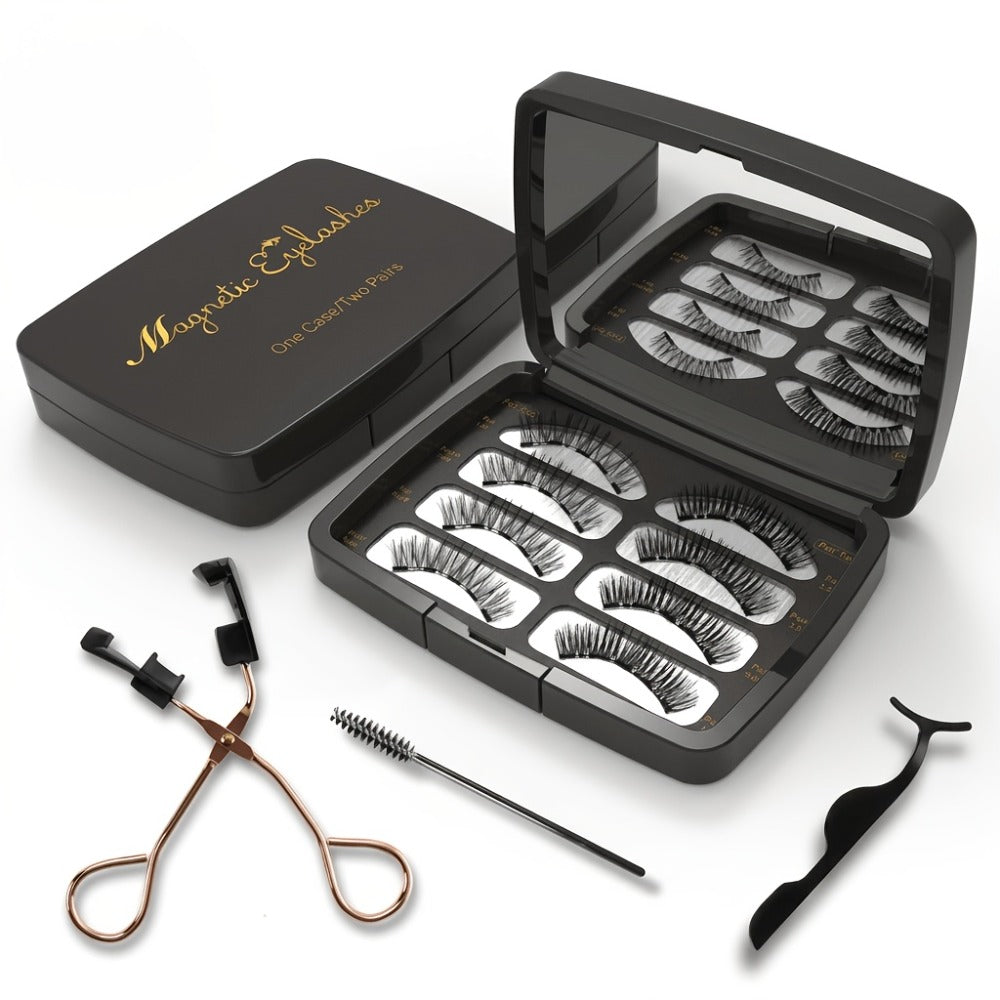 8pcs Magnetic False Eyelashes Set, Natural Makeup Effect, No Glue Needed, Reusable Double Magnetic Lashes with Applicator, Suitable for Parties, Travel, Daily Use, Includes Tweezers, Gift for Mom