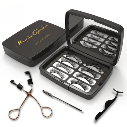 No Glue Magnetic Eyelashes 8Pcs Reusable Double Magnetic False Lashes Set – Natural Makeup Effect with Applicator & Tweezers for Daily Wear, Parties, Travel & Gift for Mom