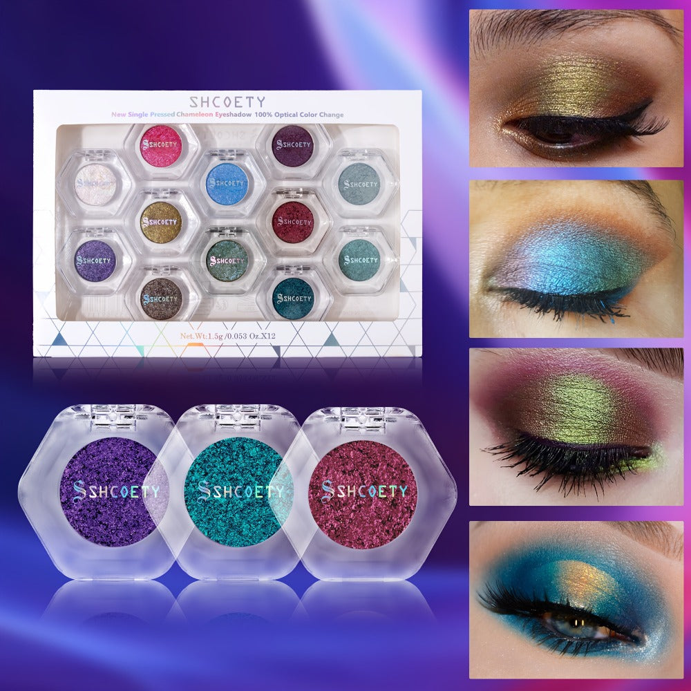 12pcs Chameleon Eyeshadow Palette Set, Eye-modifying Pearlescent Eyeshadow Palette, Eye-brightening Eyeshadow, Essential Easter Gifts for Women