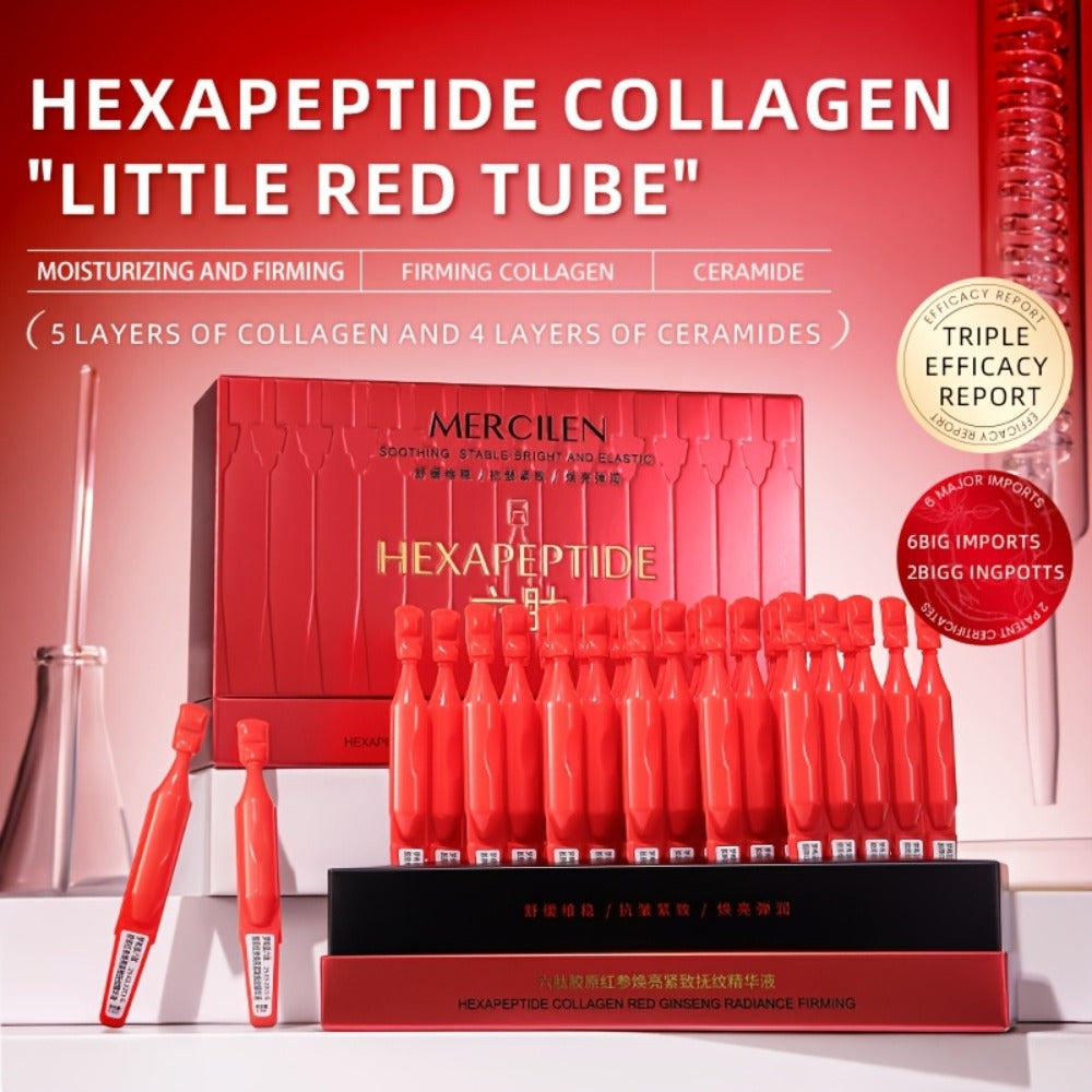 Mercilen 6-Peptide Collagen Red Ginseng Serum*30, Contains Hyaluronic Acid, Ceramide, Plant Squalane to Moisturize And Brighten Light Beige, Makes Light Beige Look YoungerTravel Portable Packaging,, Facial Hydration, Fastabsorbing Formula, Nongreasy Textu