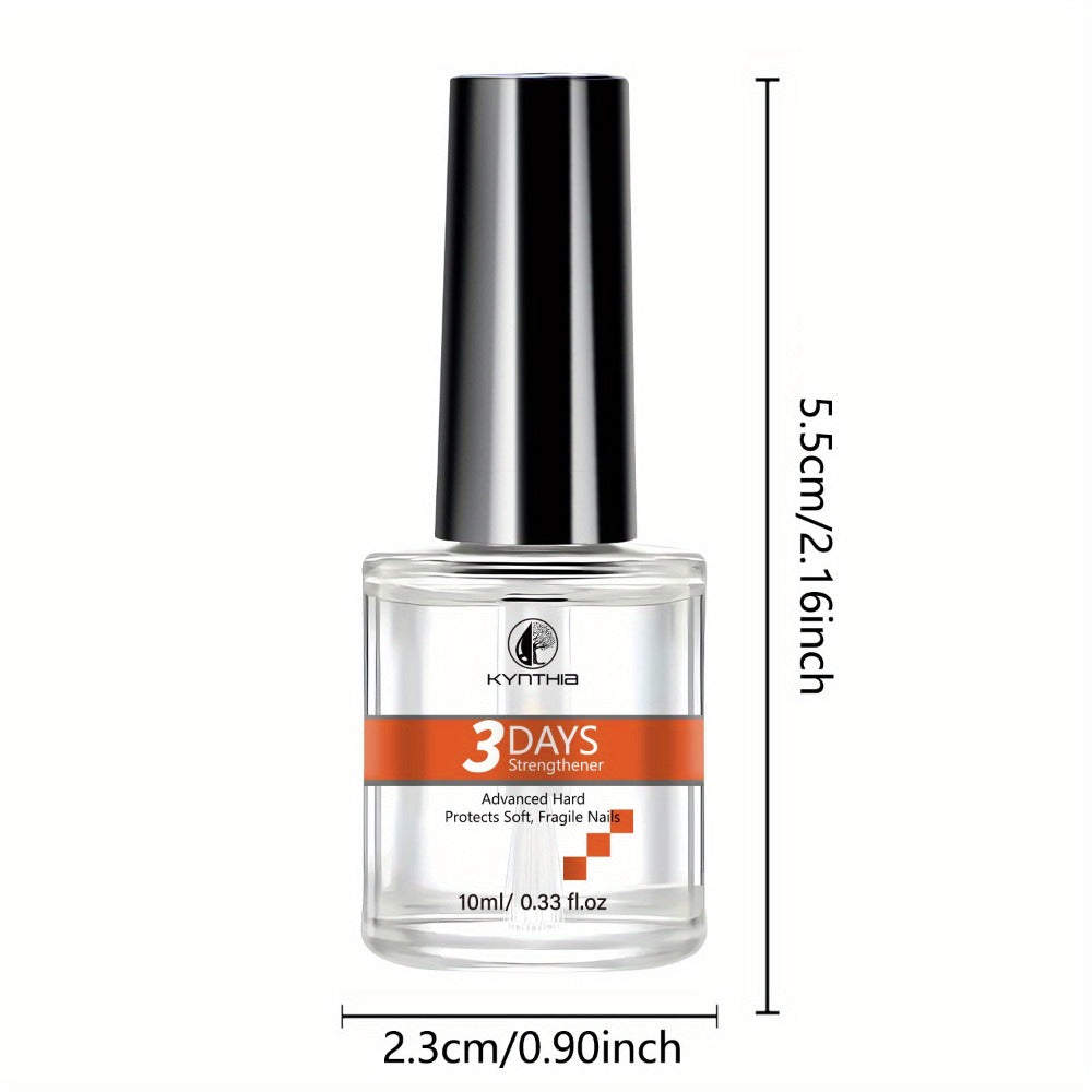 Nail Strengthener with 3 Days Strengthens & Protects Nail Care, Nail Strengthener with Vitamin, Prevents Breakage & Dryness, Alcohol-Free, for Soft & Thin Nails, Stops Peeling And Chipping, 0.34oz/0. 33fl. oz