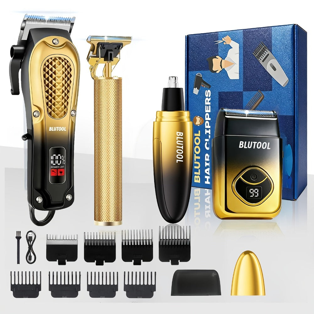 2/4 Piece Men's Grooming Set: Hair Clipper  Electric Shaver. Supports USB Charging, Offers Cordless Portability, Features An LED Display a Precision Grooming Tool Designed Exclusively for Men. The Ideal Gift for A Father, Husband, or Boyfriend.