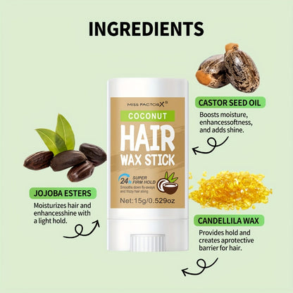 Hair Wax Stick – 5-Pack Fragrance-Free Styling Wax with Jojoba Oil for All Hair Types, Strong Hold, Natural Finish, Travel-Friendly Hair Wax Sticks