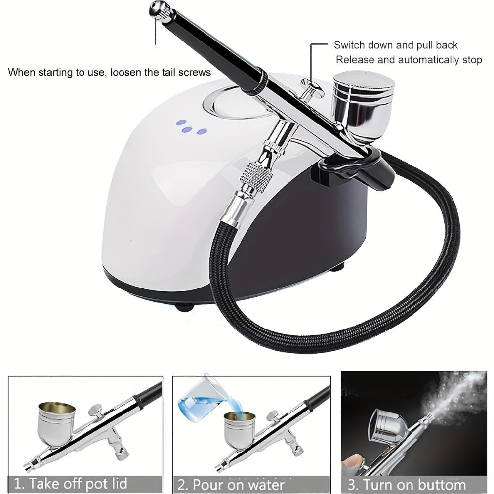Airbrush Kit Portable Dual-Action Airbrush Gun And Mini Air Compressor Set for Make Up, Art Painting, Cake, Manicure, Spray Model, Craft, Hydrating And Beauty, And More