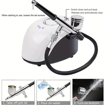 Airbrush Kit with Mini Air Compressor Dual-Action Gravity Feed 0.3mm Needle - Portable Makeup Nail Art Cake Painting Craft Body Art Airbrush Gun Set