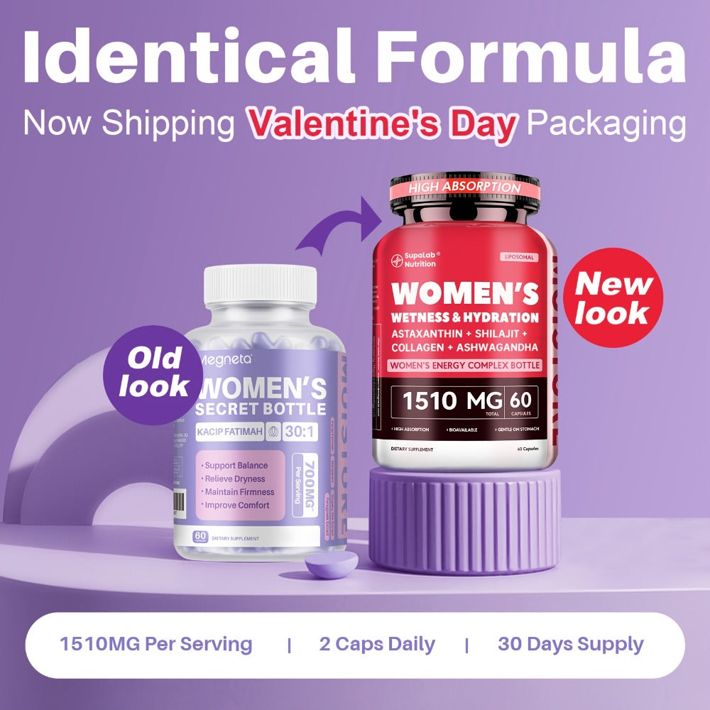 [Surprise! Ships in Valentine'S Day Packaging!!] Natural Hydration, Comfort, Elasticity And Balance with Kacip Fatimah, Fenugreek, Slippery Elm Bark, Manjakani, And Maca Root, 30 Servings