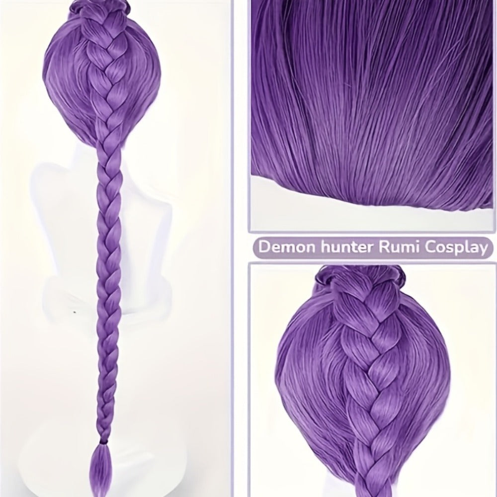 K-Pop Cosplay Wig Long Straight 30 Inch – Korean Idol Costume Hair for Halloween, Anime & K-Drama Character Dress Up, Rose Red, Purple, Black Purple Colors for Women & Girls