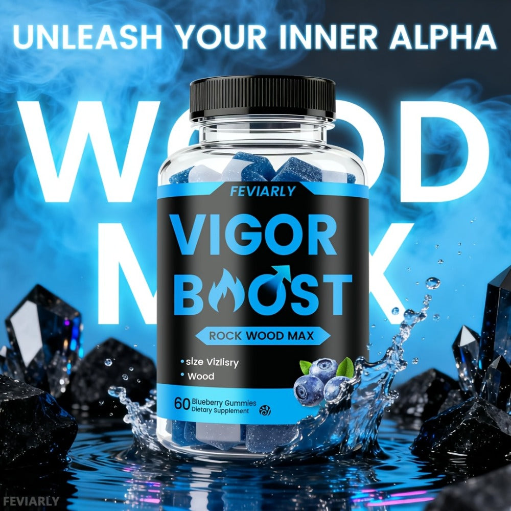 Vigor Gummies, for Male Booster, Vigor Long Gummies, Male Potence - Blue Chew for Men, Fast Acting Supplement for Men+Drive, ROCK Wood Supplement, Size, with Zinc, Shila Maca, Rock Hard, Blueberry Flavor-60 Gummies