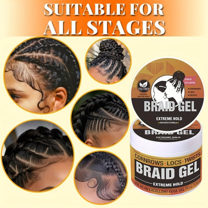 Braid Gel Extreme Hold Anti-Frizz Edge Control Hair Wax Pomade for Braids Locs Twists Sleek Styles Moisturizing Frizz Control Long-Lasting Hold 4/5/6 Pack