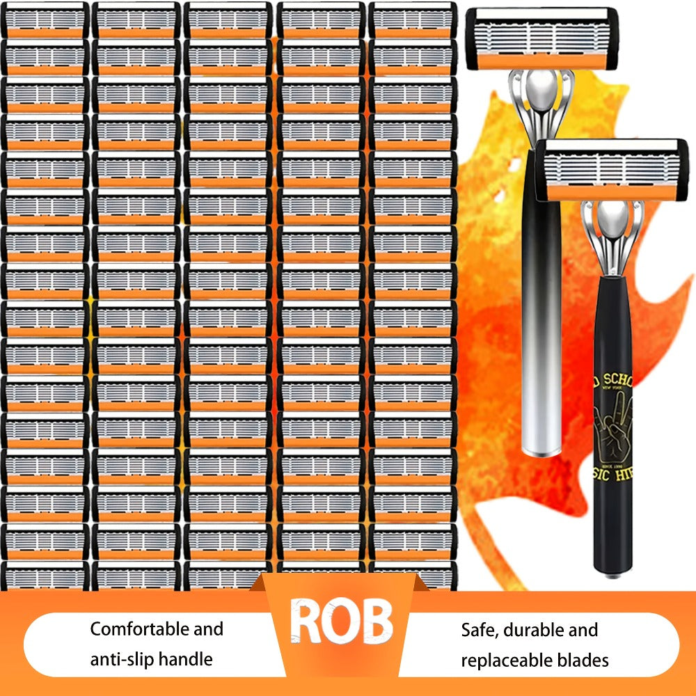 This Luxurious And High-quality Men's Razor Features 2 Comfortable And Anti-slip Handles, 24 Ultra-sharp And Replaceable Stainless Steel Blades, And An Extremely Smooth And Painless Shave. It Is An Indispensable Shaving Accessory for Men