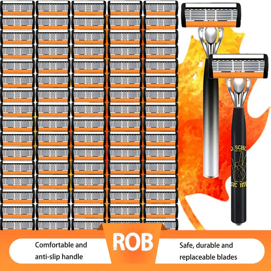 This Luxurious And High-quality Men's Razor Features 2 Comfortable And Anti-slip Handles, 24 Ultra-sharp And Replaceable Stainless Steel Blades, And An Extremely Smooth And Painless Shave. It Is An Indispensable Shaving Accessory for Men