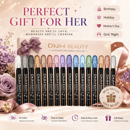 Eyeshadow Stick Set 16 Colors Highly Pigmented Waterproof Matte & Shimmer Eye Makeup Pencil Kit - Blendable Crease-Proof Long-Lasting Eye Crayon for Women Beginners Daily & Glam Looks