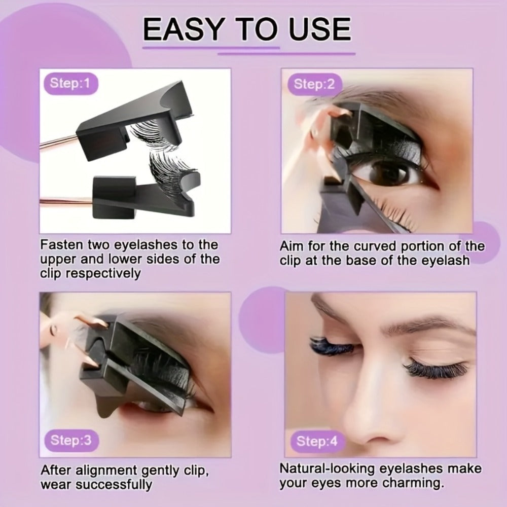 8 Pairs of Natural Glue Free 3D False Eyelashes, No Eyeliner, Reusable Dual Magnetic False Eyelashes Set, with Clip, Reusable, Waterproof, Glue Free, Easy to Wear At Christmas, Ladies Gift