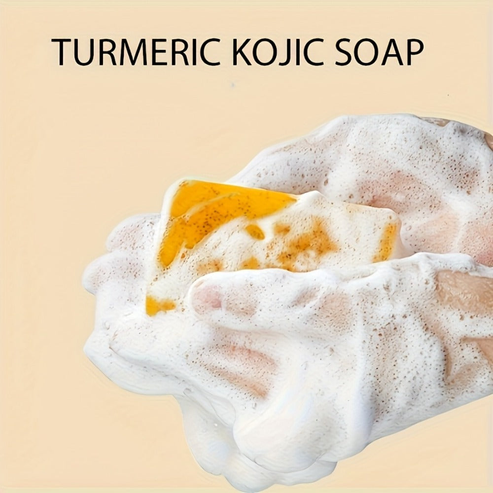 Turmeric Cleaning Kit, 3.38Oz Turmeric Facial Cleansing Foam + 3 Turmeric Soap Bars, Abundant Foam for Cleansing Skin, Brush Applicator Cleanser, Moisturizing And Nourishing, Mild And Non-Irritating