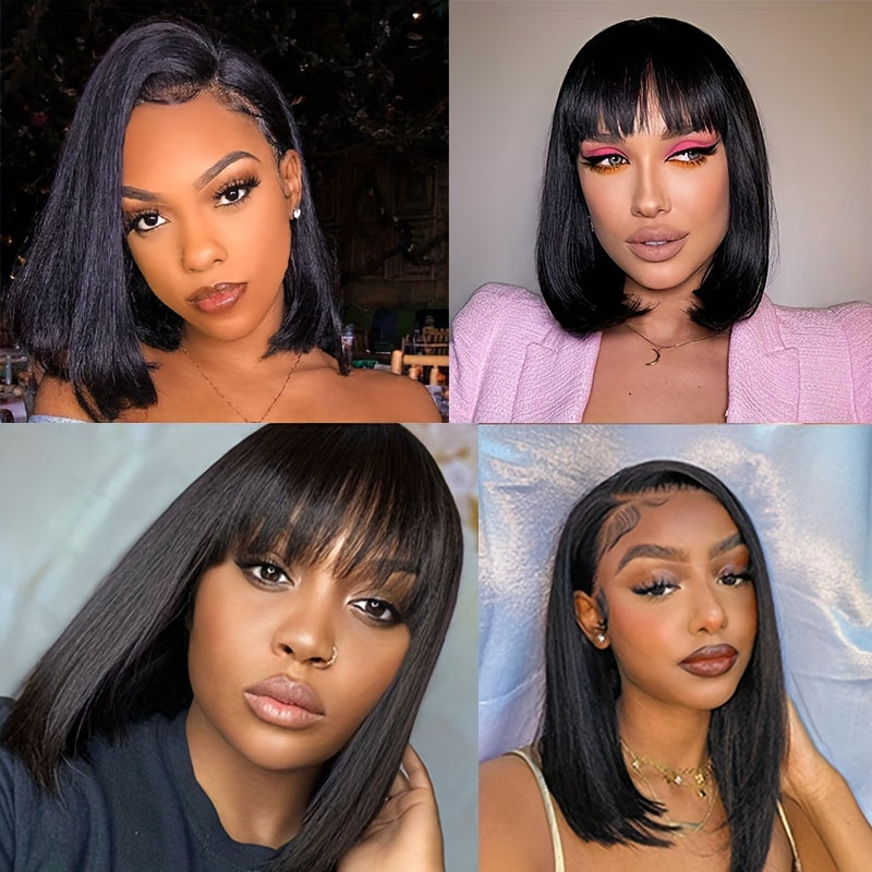 TIMOPOL Wig Short Bob Wig Human Hair 5x1 T Part Lace Front Wig, Human Hair for Women Middle Part Brazilian Straight Bob Wig, Human Hair Natural Color 180% Density