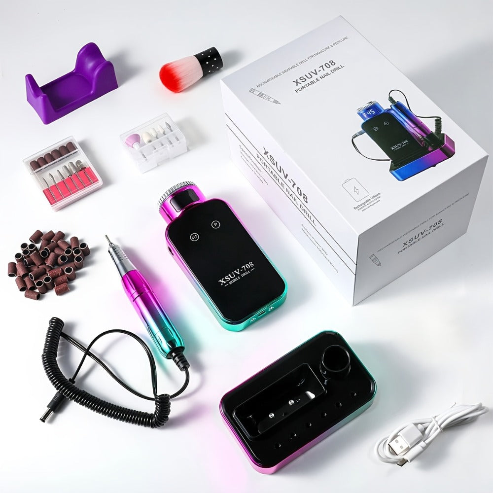 Electric Nail Drill Machine 45000RPM Professional Nail File Cordless Rechargeable Nail Efile for Acrylic Gel Nails Manicure Pedicure Polishing Shape Tools for Salon Home Use Nail Drill