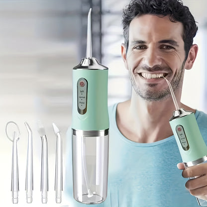 Water Flosser Electric Oral Irrigator with Precision Pressure Control, 360° Rotating Nozzle, Deep Clean Teeth & Gums, Replaceable Heads, USB Rechargeable, for Home & Travel Use