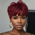 Short Red Wig with Bangs Short Layered Wigs for Women Synthetic Body Wavy Hair Short Heat Resistant Wig for Women