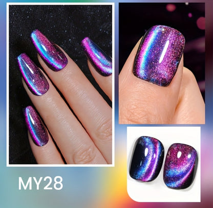Cat Eye Magnetic Gel Nail Polish 6 Colors — 9D Polaris Glass Water Light Effect, Semi-Permanent Soak Off LED Gel, 0.34oz Each | BORN PRETTY Nail Gel Set