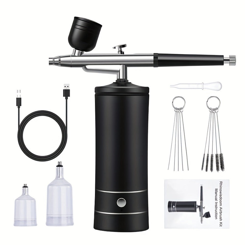 USB Rechargeable  Airbrush Kit: Portable, Versatile, And Safe Compressor for Crafts, Tattoos, Cake Decorating & More with Cleaning Kit