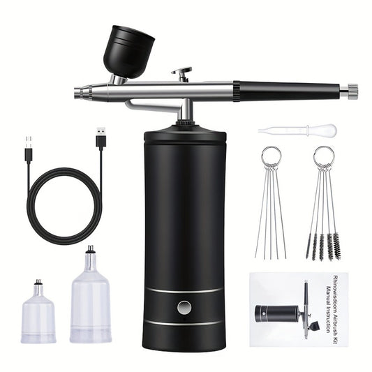 USB Rechargeable  Airbrush Kit: Portable, Versatile, And Safe Compressor for Crafts, Tattoos, Cake Decorating & More with Cleaning Kit