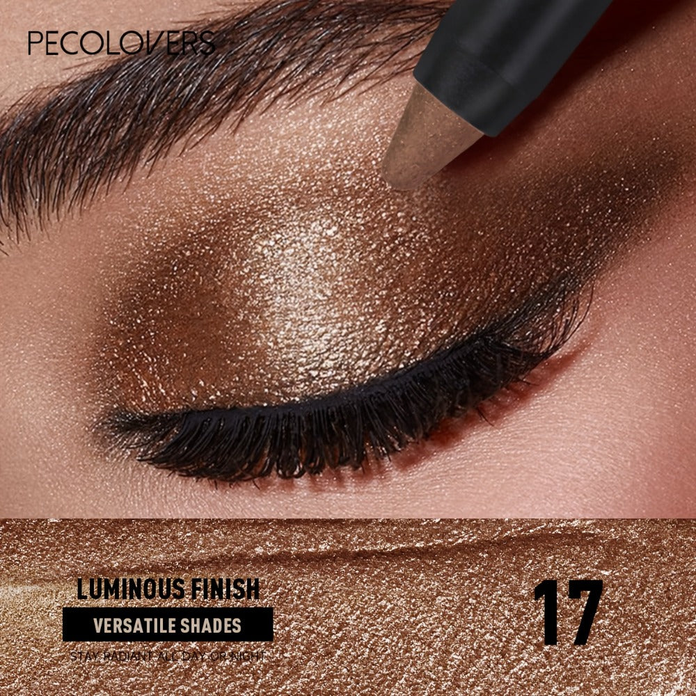 Eyeshadow Stick Set 6pcs Dual-Tipped with Brush Shimmer Glitter Eye Contouring Highlighting Pencil Multicolor Easy Apply Eye Makeup Kit