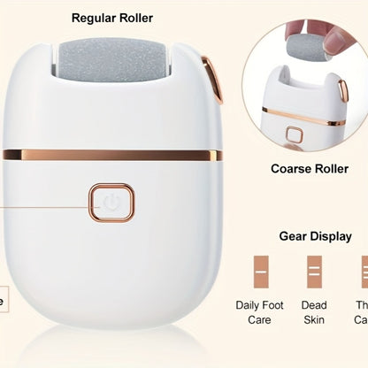 Electric Foot Grinder Rechargeable Callus Remover for Cracked Heels 3 Replacement Heads 2 Speed Settings USB Charging IPX5 Waterproof Portable Pedicure Tool