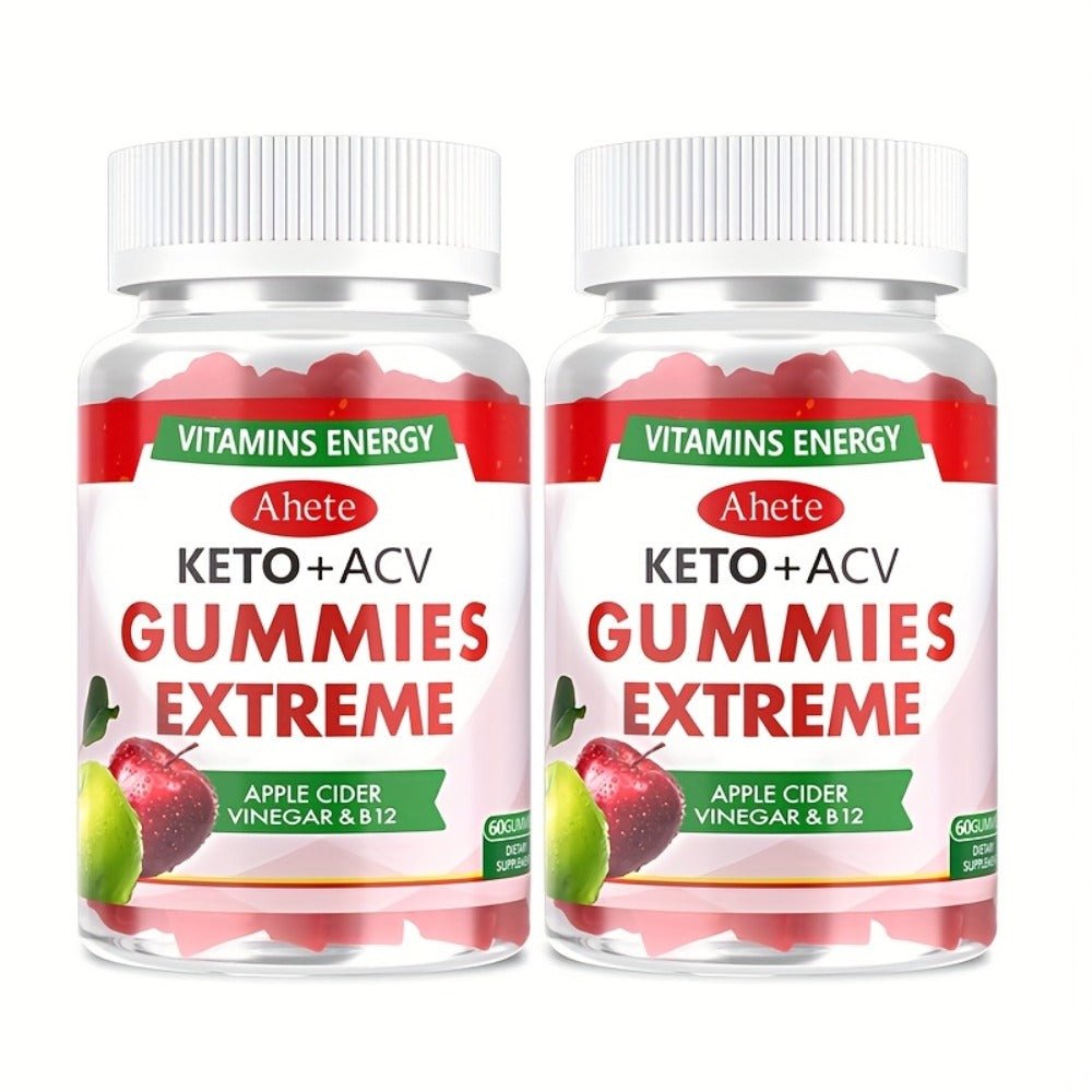 [KETO+ACV]AHETE Apple Cider Vinegar Gummies- Made with Beet Juice, Combined with Vitamin B12, Vegan Formula, Supports Gentle Digestion And Antioxidant Effects. 60pcs Per Bottle, Sufficient for One Month's Supply.