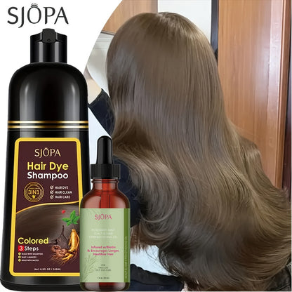 Hair Dye Shampoo Instant Color & Conditioning in One — Natural Formula, No Irritating Odor, Safe for Men & Women, 7 Colors Available, 16.9 oz / 500ml