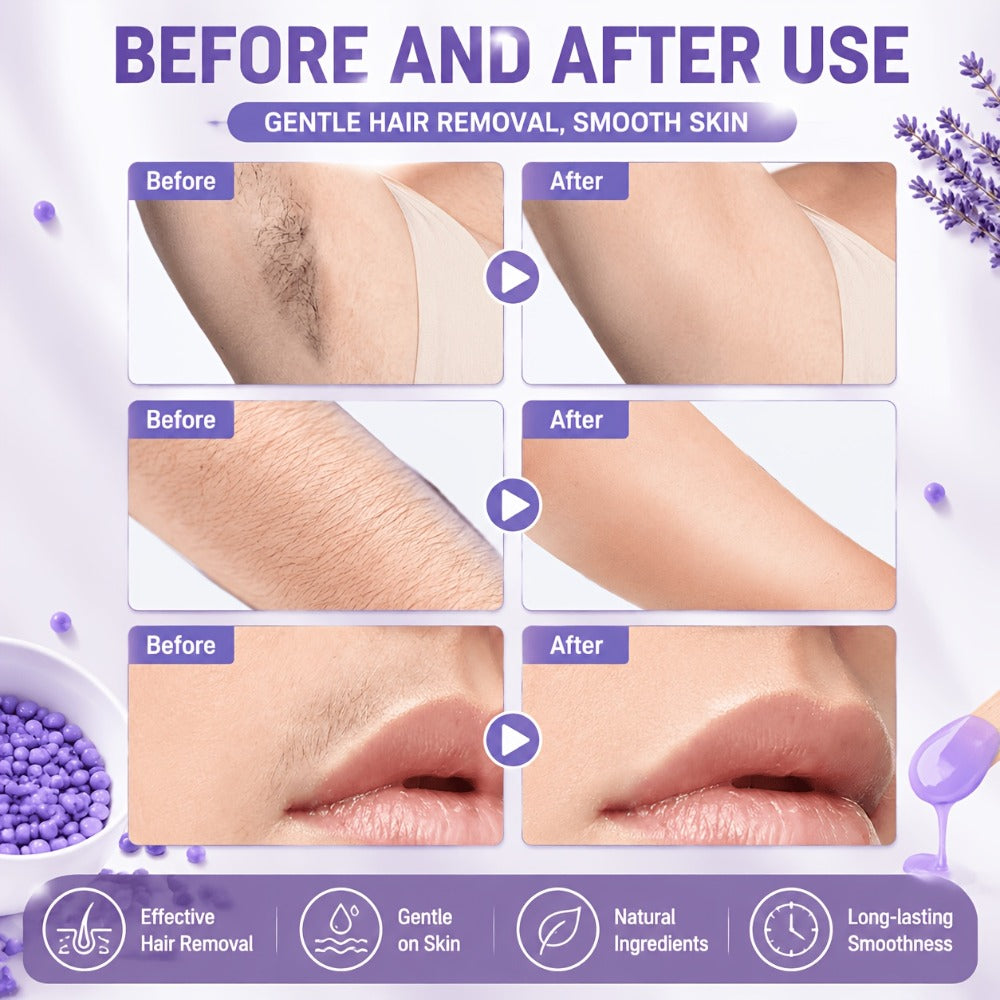 Hair Removal Wax Beads, Professional Hard Wax Beads 1000G with 20 Applicators for Full Body, Gentle Wax Beads Hair Removal, Unisex, Christmas Gift for Men, Makeup