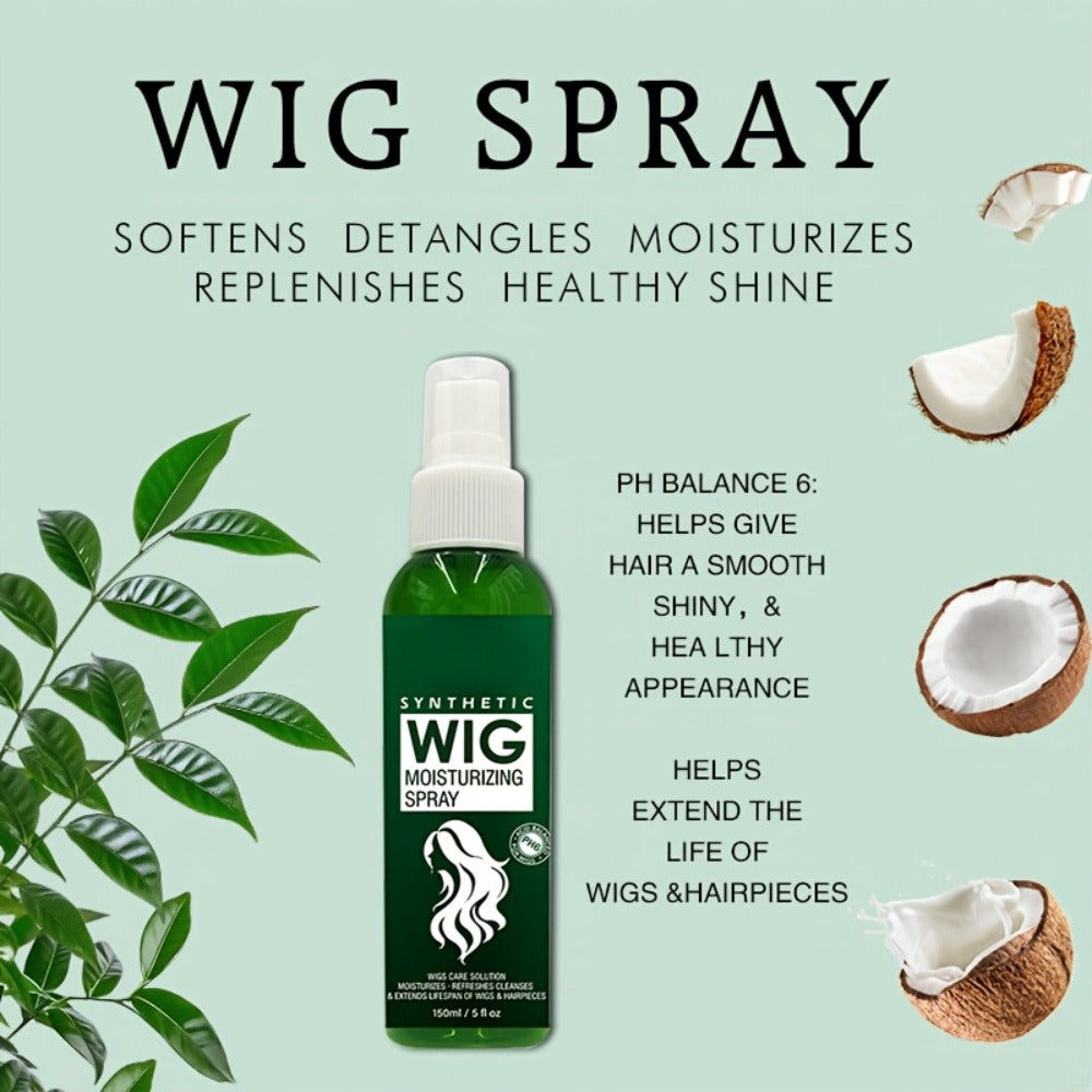 Synthetic Wig Spray Leave-In Conditioner - Revitalizes & Refreshes Wigs & Hairpieces, Cleanses Between Washes, Extends Lifespan, Soft Fresh Scent, Daily Wig Care Spray for Synthetic Hair