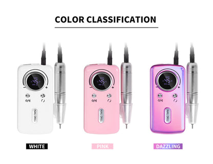 Cordless Nail Drill 45000 RPM Rechargeable Electric Nail File Kit Portable Low Noise for Acrylic Gel Nails Manicure Pedicure Salon Home Use White Pink Purple