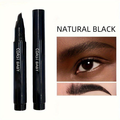 Eyebrow Pencil Set 4 Pack Multi-Fork Tip Waterproof Hair Stroke Brow Pen - Smudge-Proof Long-Lasting Microblading Effect Hairline Filler for Sparse Brows Beginner-Friendly 4 Colors