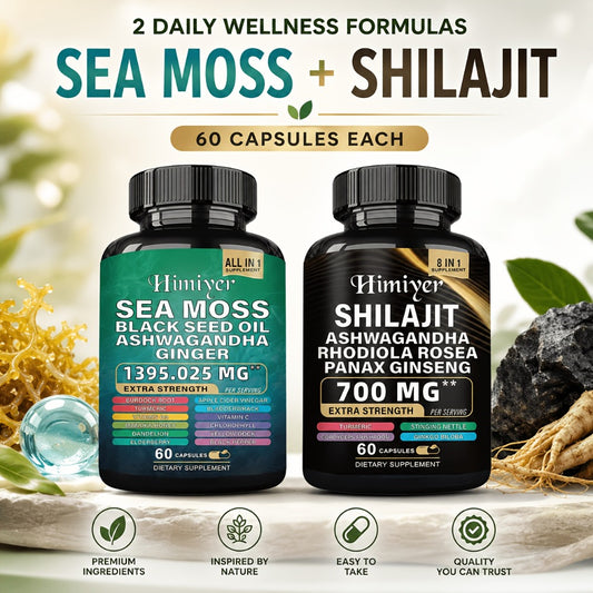 Sports Health Pack, Shilajit And Seamoss Ginger South African Drunken Eggplant Capsule, Sea Moss 350 Mg, Black Seed Oil 200 Mg, Ashwagandha 200 Mg, Ginger And Shilajit 300 Mg, Rhodiola Rosea 100 Mg, 1395mg+700mg Complete Supplement