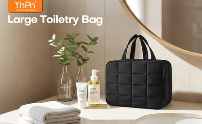 Hanging Travel Toiletry Bag Large Cosmetic Organizer for Full-Size Products Hanging Travel Makeup Bag Waterproof Bathroom Organizer Pink Beige Black