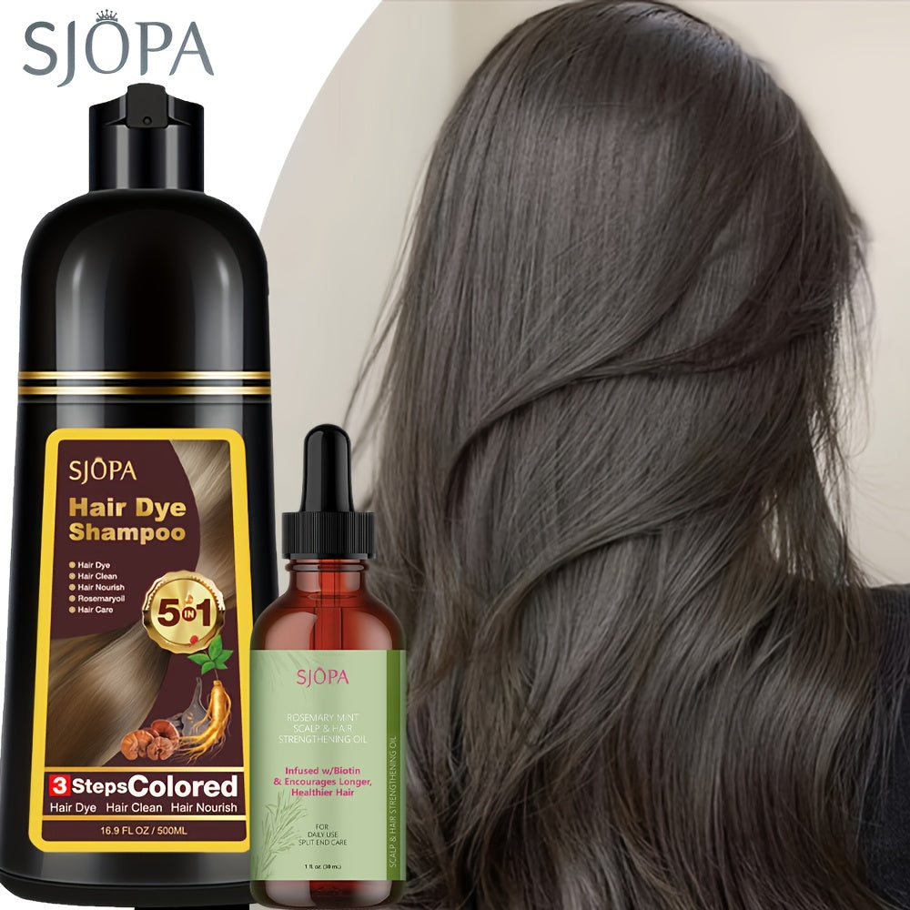 Hair Dye Kit – 3-in-1 Hair Dyeing Shampoo with Rosemary Oil & Squalane, Natural Plant-Based Formula, Gentle on Skin, Fast Color, Multi-Shade Home Hair Color Set