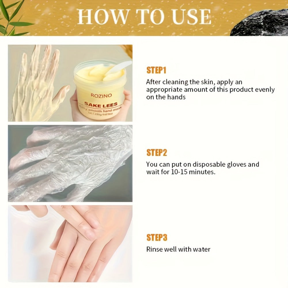Hand Mask Moisturizing Treatment 280g Distillers Grains Licorice Brightening Formula for Dry Rough Peeling Hands Hypoallergenic Skin Care