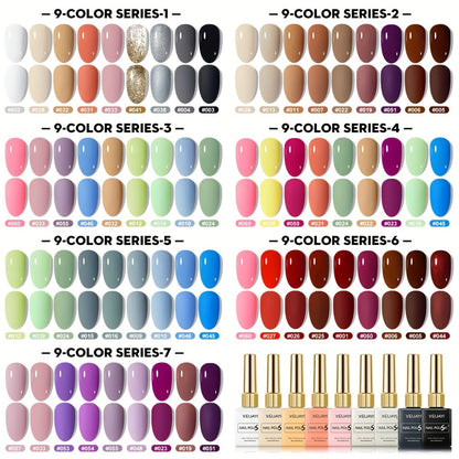 Fall Winter Gel Nail Polish Set 9 Colors XEIJAYI Alcohol-Free LED Glossy - Long Lasting Salon Quality Multicolor Round Bottle Autumn Seasonal DIY Manicure Kit Holiday Nail Art Gift for Women