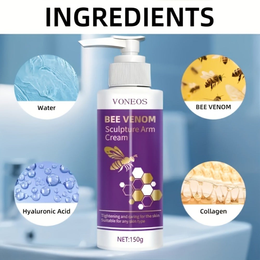 5pcs Tightening Bee Venom Shaping Arm Cream, Moisturizing And Firming, Suitable for Firming And Lifting Skin On Arms, Abdomen, Legs, And Buttocks, Improving Skin Sagging, Aging, And Accumulation Appearance, Suitable for All Skin Types (150g/bottle)