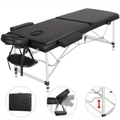 Portable Massage Table Adjustable Height Aluminum Folding Spa Bed Professional Lash Bed Tattoo Table Esthetician Facial Bed with Carrying Bag for Home Salon Beauty Treatment