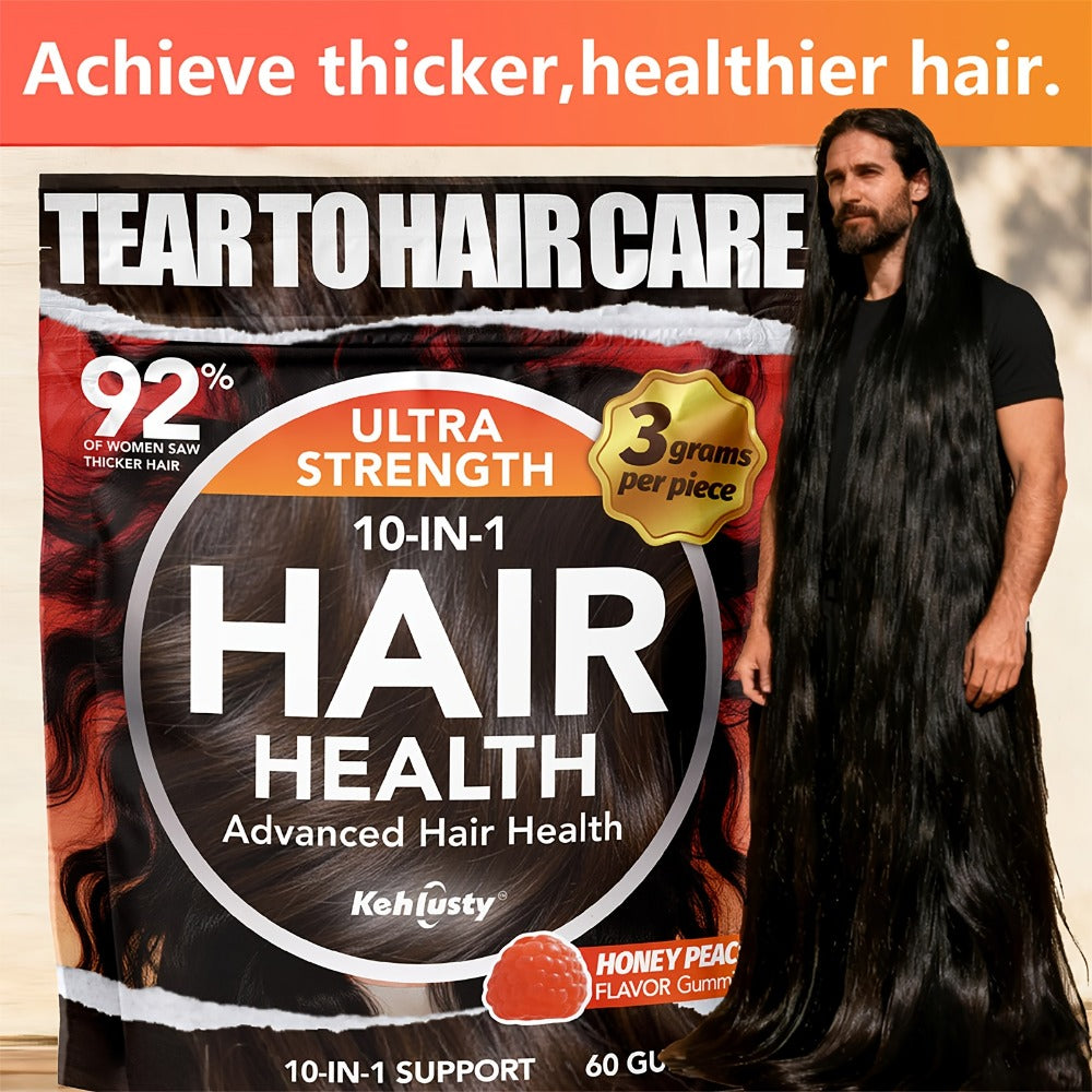 [Hair Care Gummies] Throat Hair Care Gummies, Nourish Thinning Hair And Promote Hair Thickness. Contains Vitamin C, Biotin, Ginger, And Collagen Complex. for Fuller, Thicker Hair. Suitable for Both Women And Men. Peach Flavor - 90 Gummies (30-Day Supply)