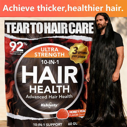 Hair Growth Gummies with Biotin Collagen Vitamin C Ginger Complex for Thicker Fuller Hair Men Women Peach Flavor 90 Gummies 30-Day Supply Nourish Thinning Hair